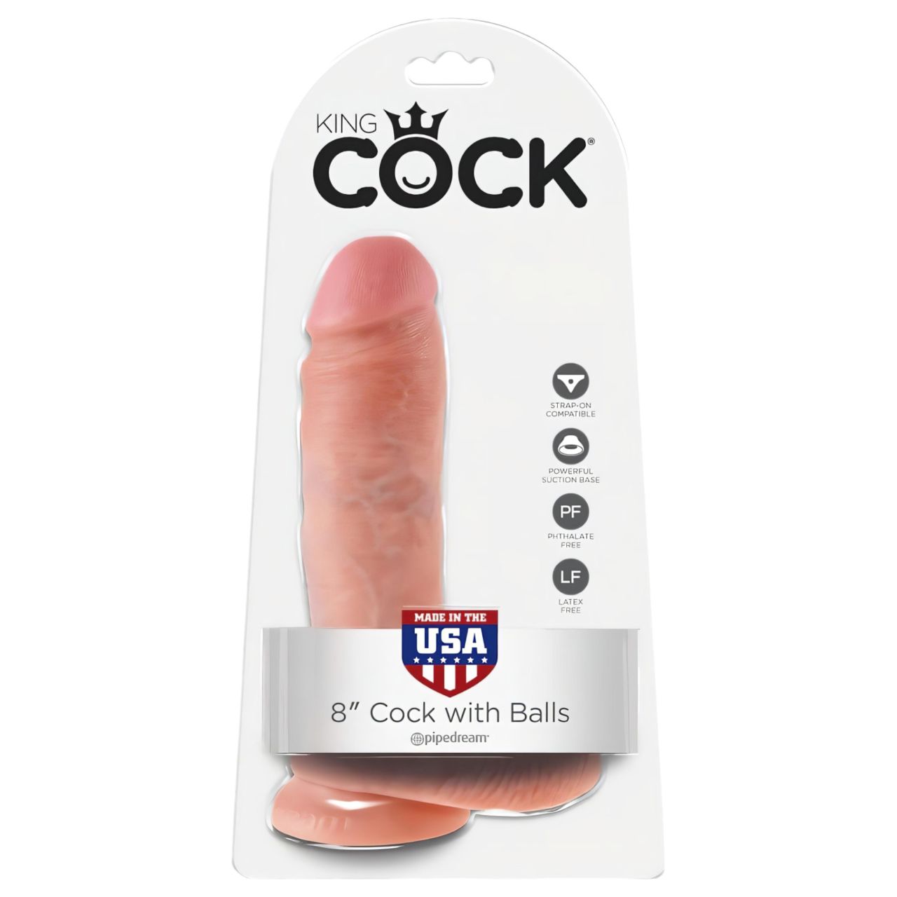 King Cock 8 herés dildó (20 cm, testszínű)
