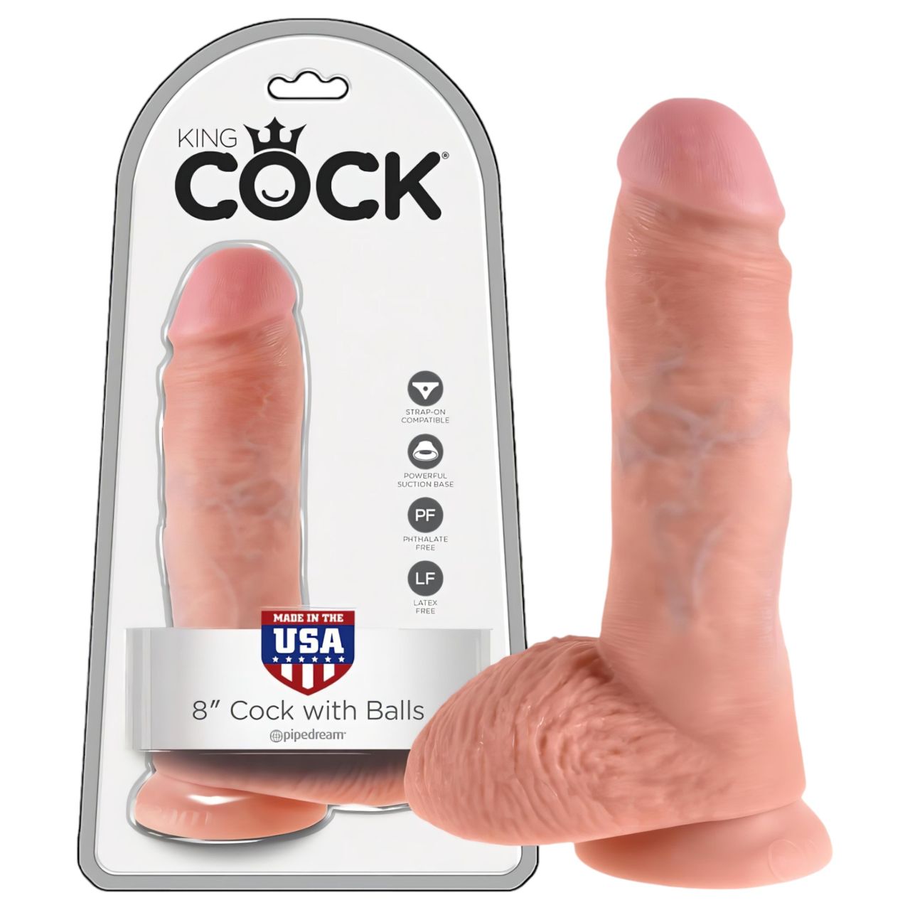 King Cock 8 herés dildó (20 cm, testszínű)