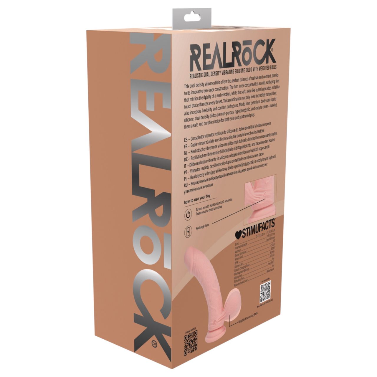 RealRock - dupla sűrűségű élethű vibrátor (testszínű) - 15 cm