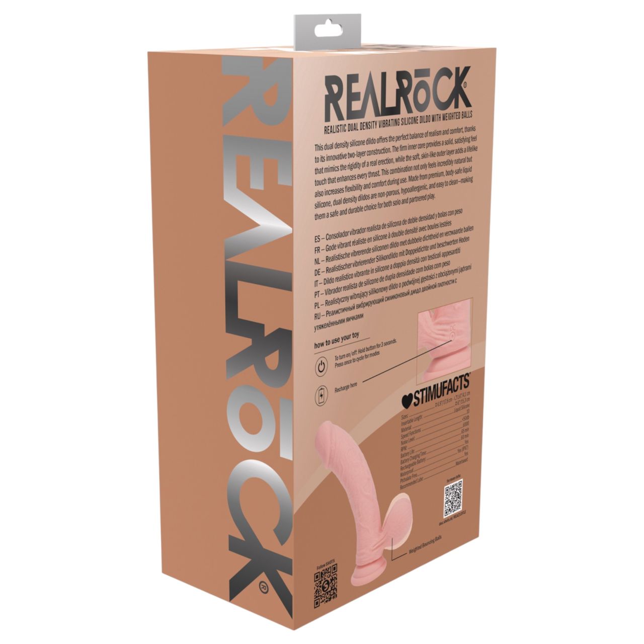 RealRock - dupla sűrűségű élethű vibrátor (testszínű) - 18 cm