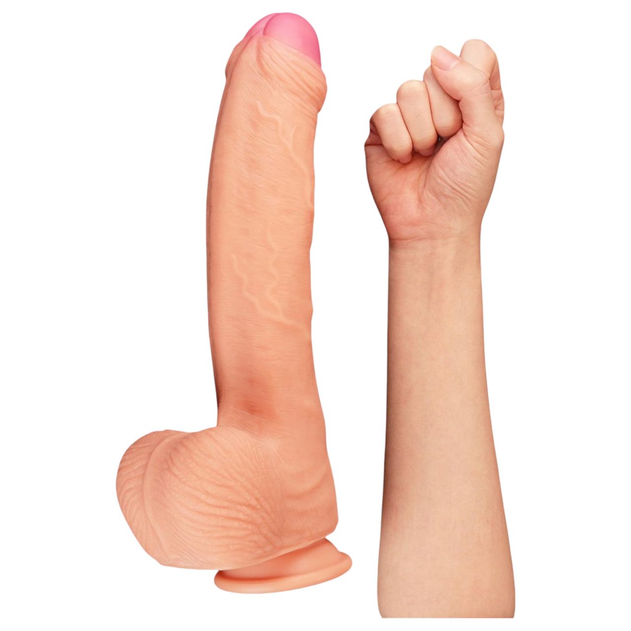 Lovetoy Nature Cock - kétrétegű élethű dildó - 28 cm (testszínű)