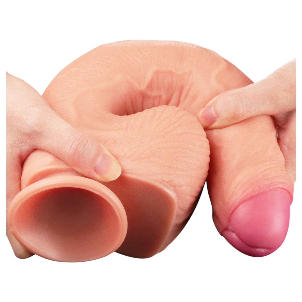 Lovetoy Nature Cock - kétrétegű élethű dildó - 28 cm (testszínű)