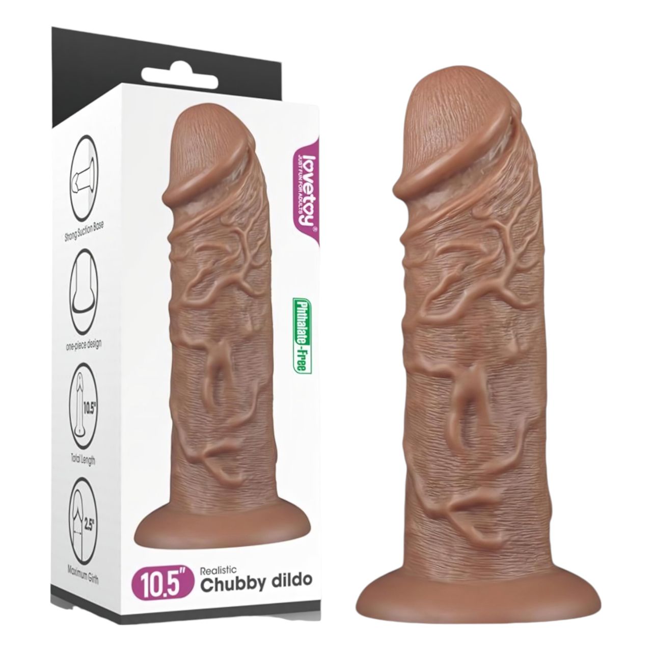 Lovetoy Chubby - tapadókorongos élethű dildó - 25 cm (testszínű)
