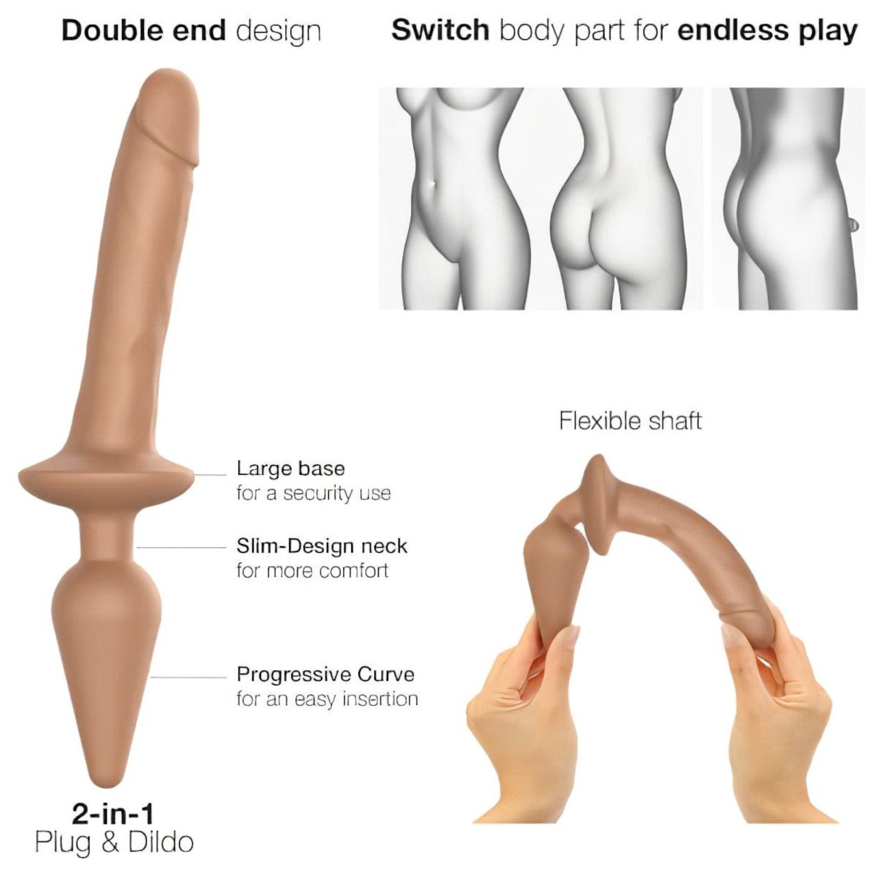 / Strap-on-me Switch Realistic L - 2in1 szilikon dildó (testszínű) / Strap-on-me Switch Realistic L - 2in1 szilikon dildó (testszínű)