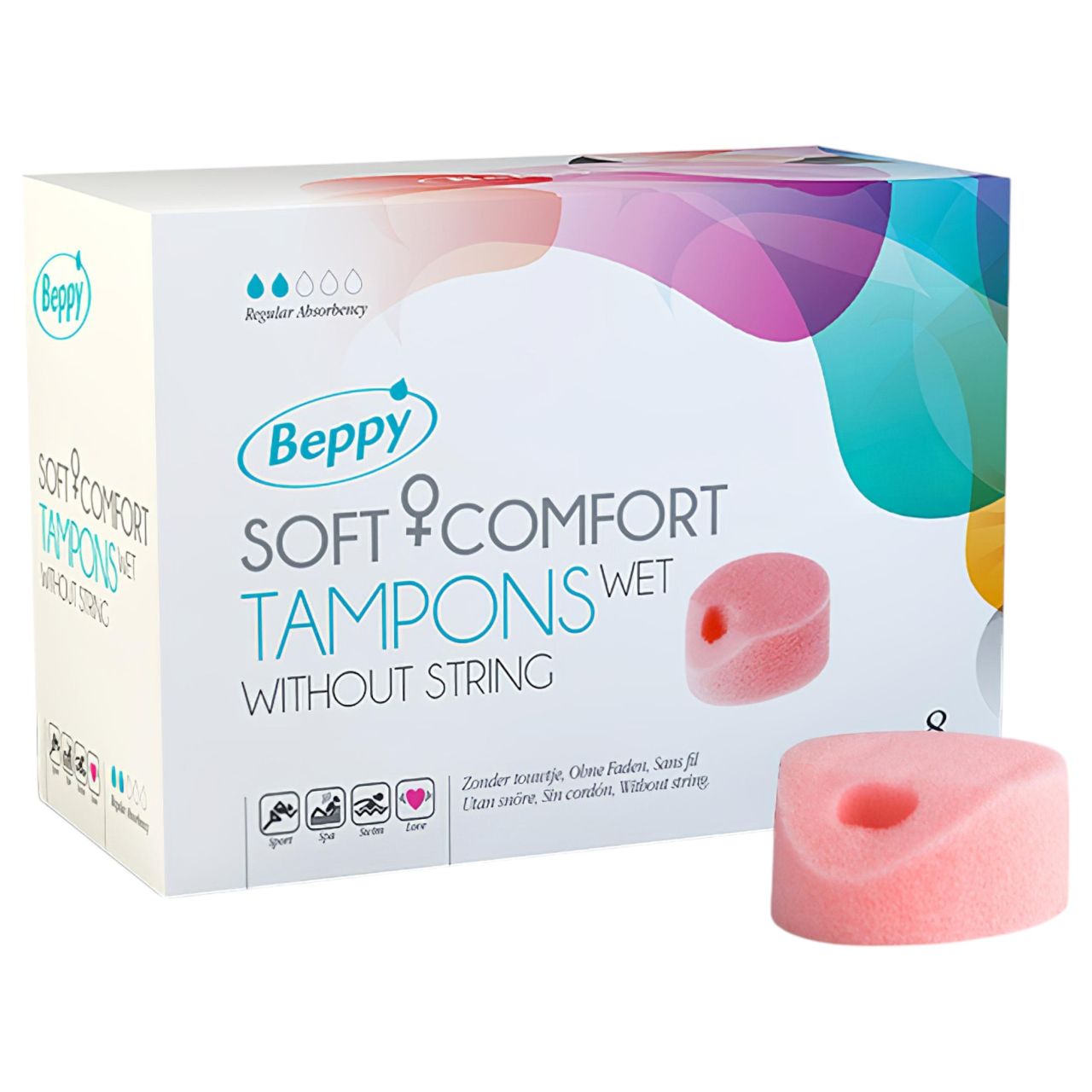 Beppy Soft zsinór nélküli nedves intim szivacstampon - 8 db Beppy Soft zsinór nélküli nedves intim szivacstampon - 8 db