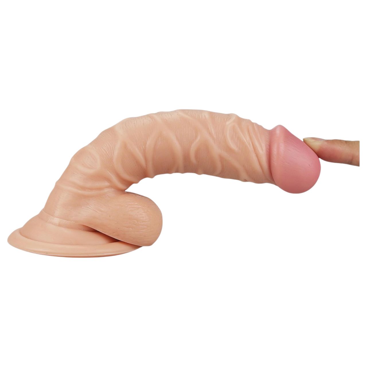 Real Extreme - tapadókorongos, herés G-pont dildó - 19 cm (testszínű)