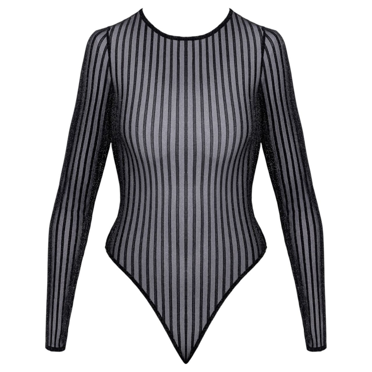 Cottelli - csíkos, ezüstszálas body (fekete) - S-L