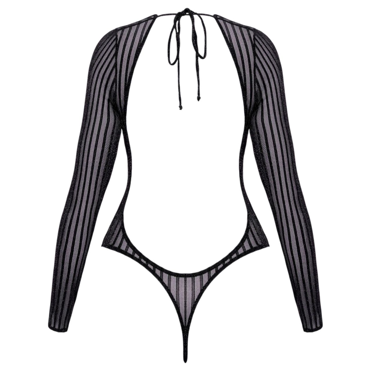 Cottelli - csíkos, ezüstszálas body (fekete) - S-L