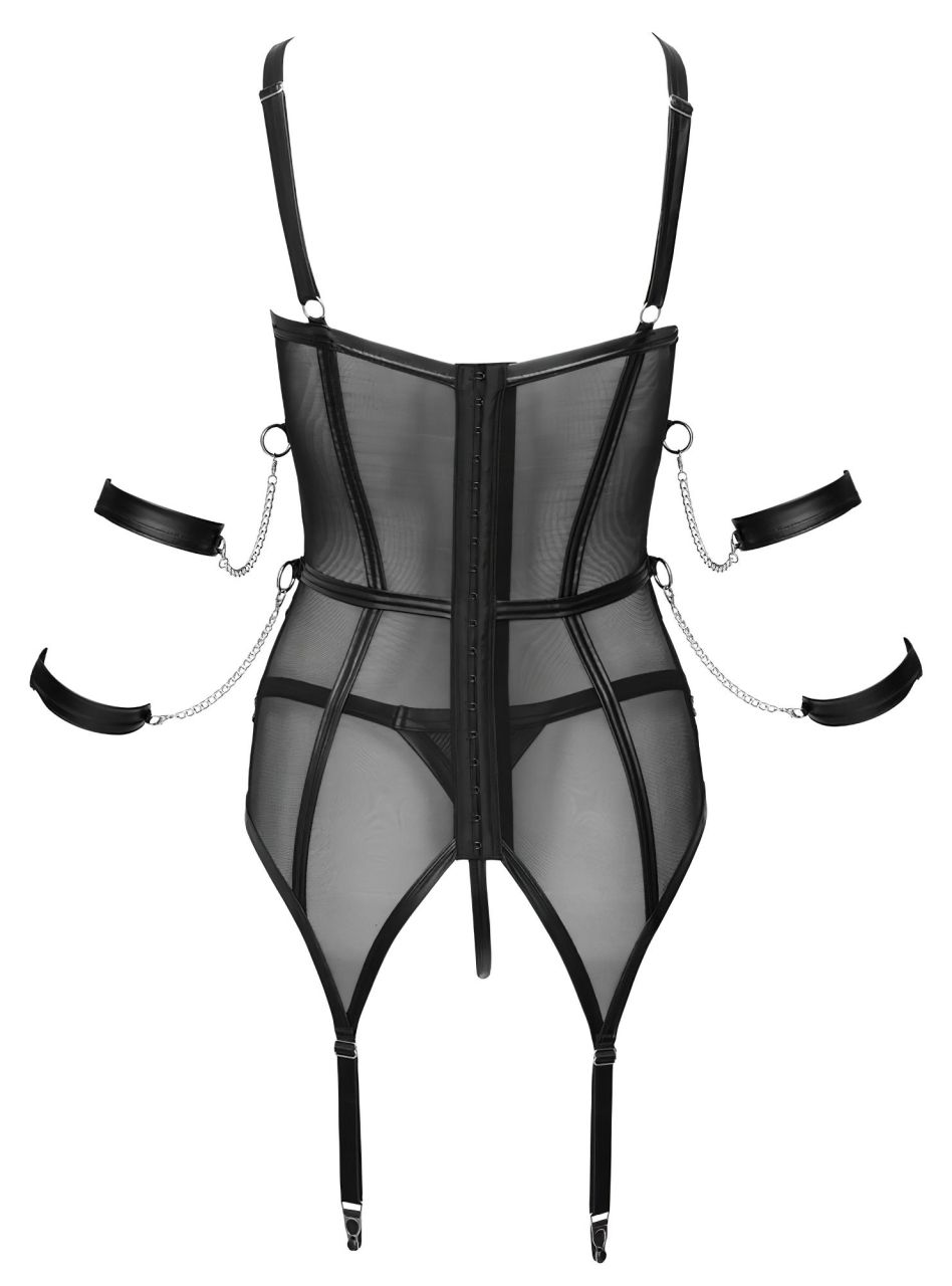 / Cottelli Bondage - pántos felső, kar bilincs és tanga (fekete)
