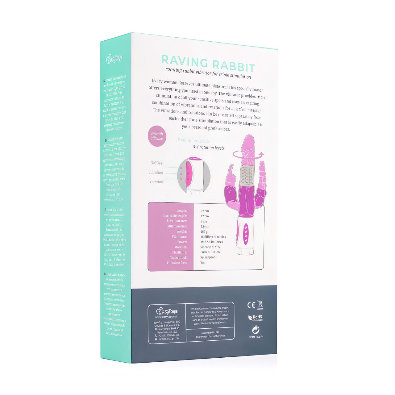EasyToys Raving Rabbit - 3 ágú vibrátor (pink)