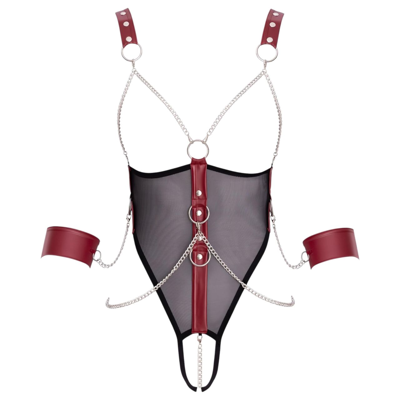 Cottelli Bondage - pántos nyitott body lánccal (fekete)