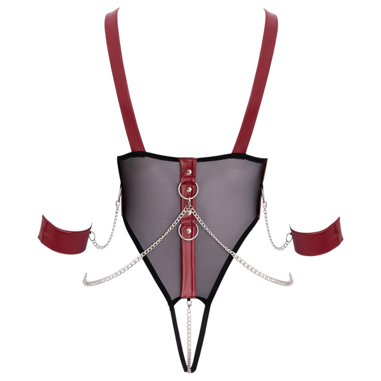 Cottelli Bondage - pántos nyitott body lánccal (fekete)