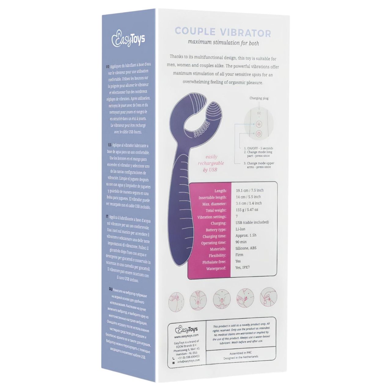 EasyToys Couple - akkus, vízálló párvibrátor (lila)