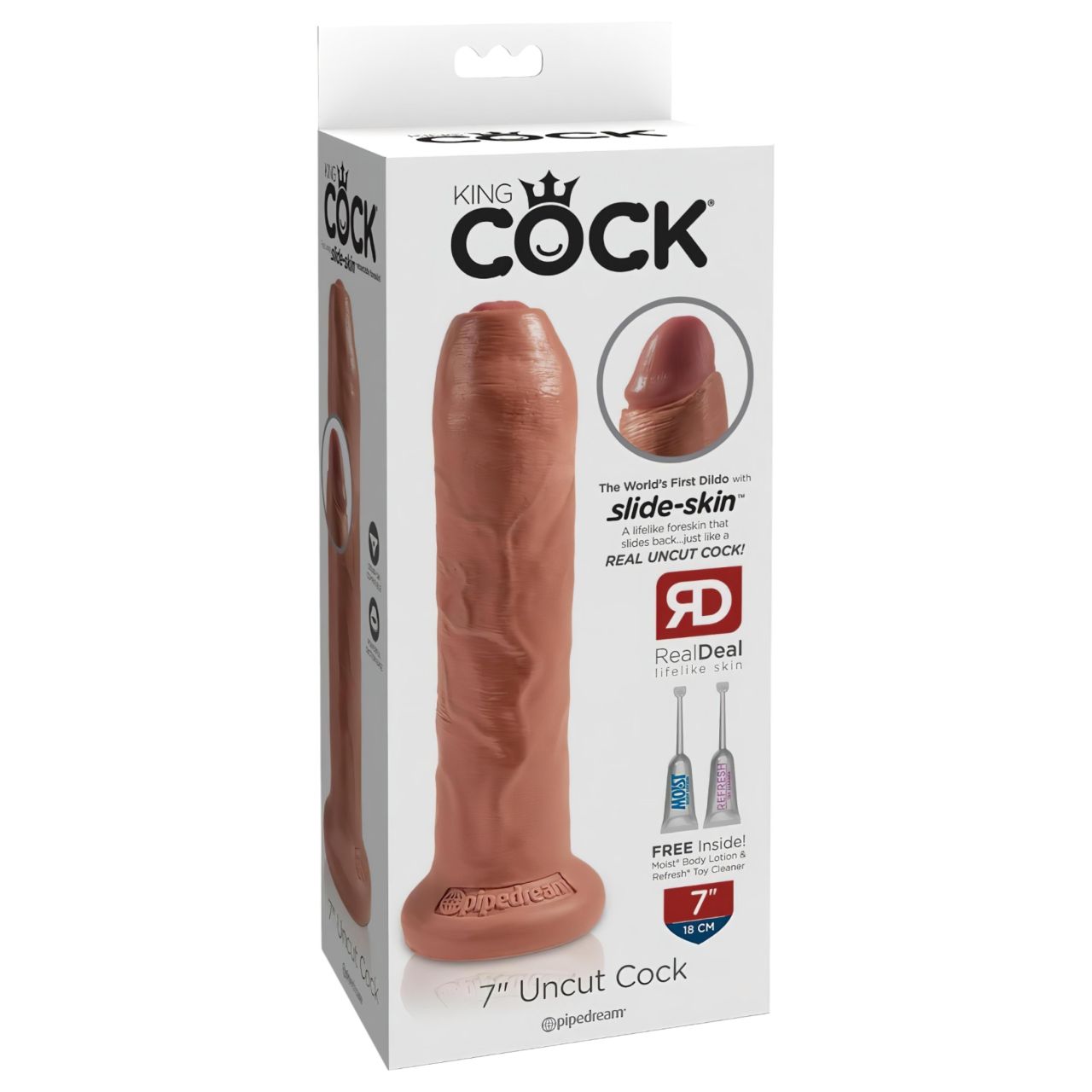 King Cock 7 - élethű dildó (18 cm) - sötét natúr