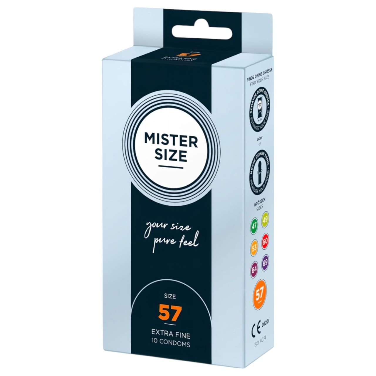 Mister Size - vékony óvszer testre szabott méretben (57 mm, 10 db) Mister Size - vékony óvszer testre szabott méretben (57 mm, 10 db)