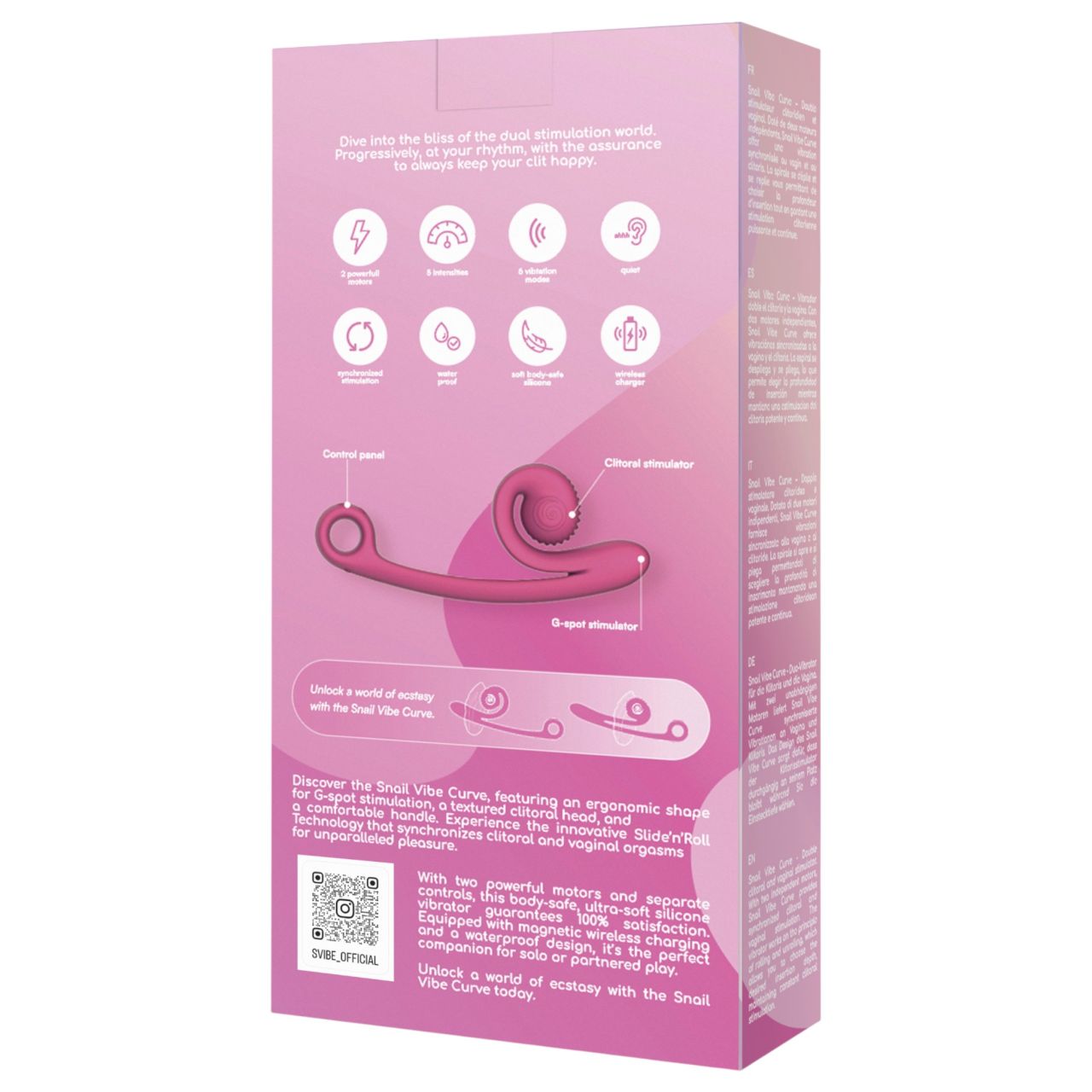 Snail Vibe Curve - 2in1 csikló vibrátor, csiklóizgató (pink)