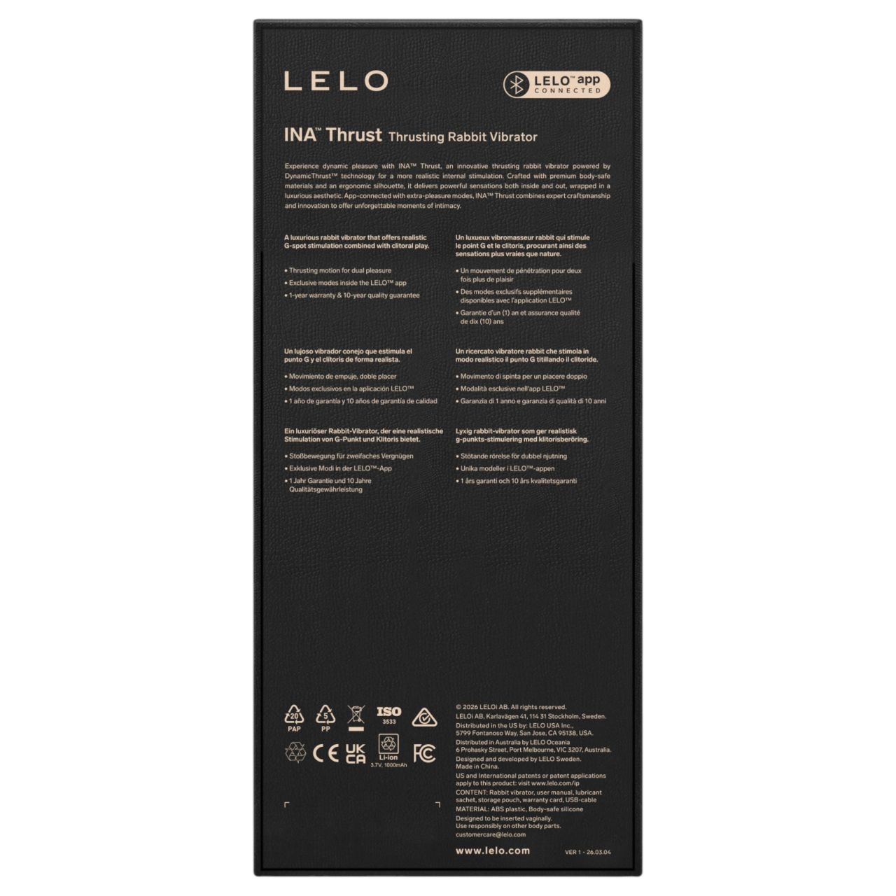 LELO - INA Thrust lökő nyuszivibrátor (fekete)