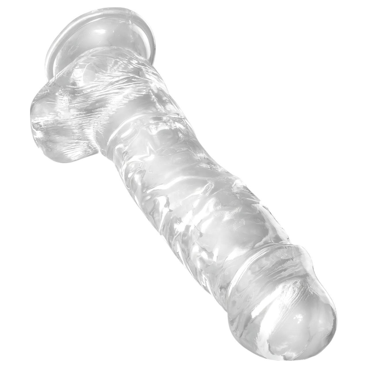 King Cock Clear 8 - tapadókorongos, herés dildó (20 cm)