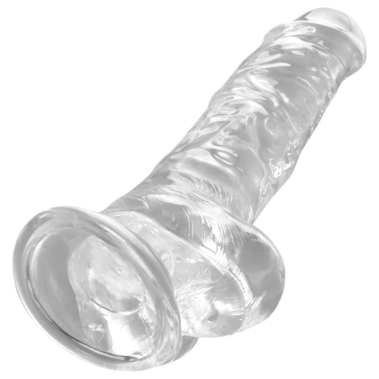 King Cock Clear 8 - tapadókorongos, herés dildó (20 cm)