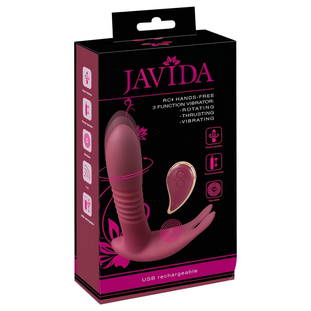 Javida RC - rádiós, 3 funkciós csikló vibrátor (piros) Javida RC - rádiós, 3 funkciós csikló vibrátor (piros)