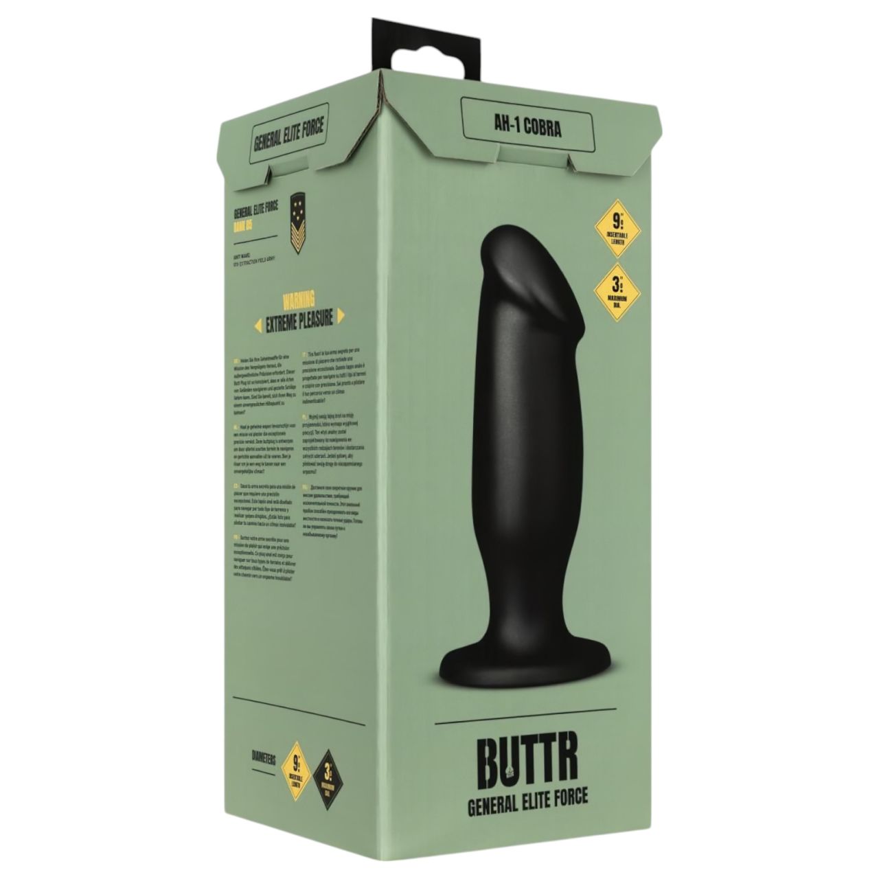BUTTR AH-1 - tapadókorongos anál dildó (fekete)
