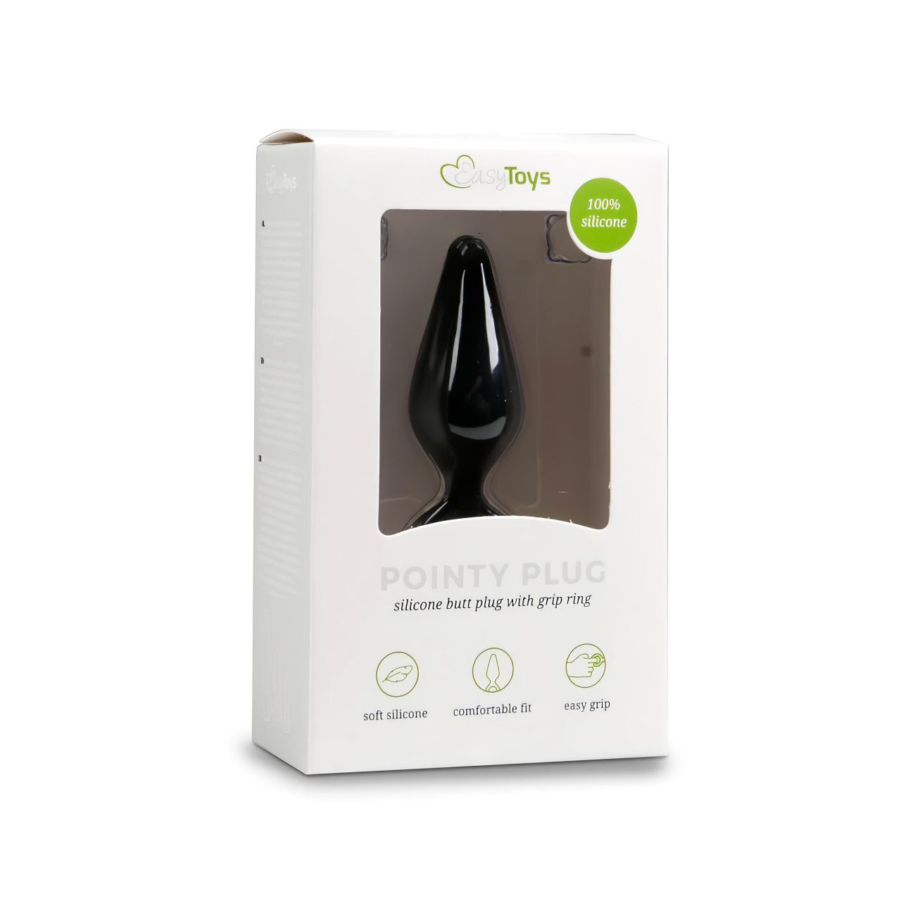 EasyToys Pointy Plug - gyűrűs anál plug - közepes (fekete)