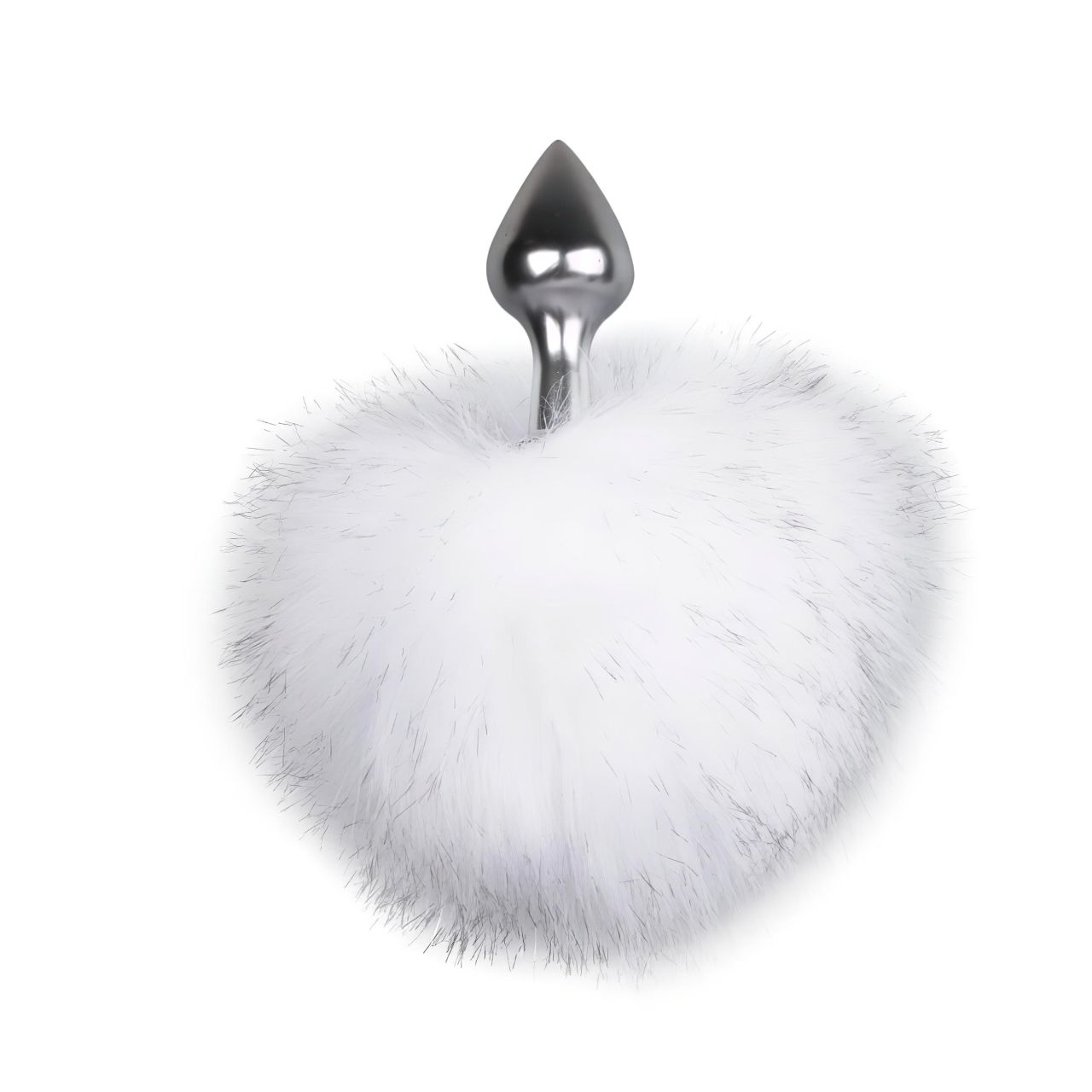 EasyToys Bunny NO1 - fém anál plug nyuszifarokkal (ezüst-fehér)