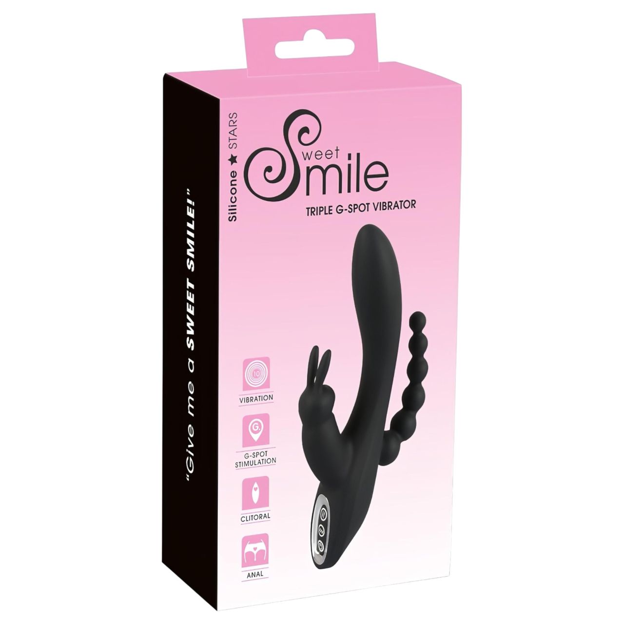 SMILE Triple - akkus, vízálló 3 ágú vibrátor (fekete)