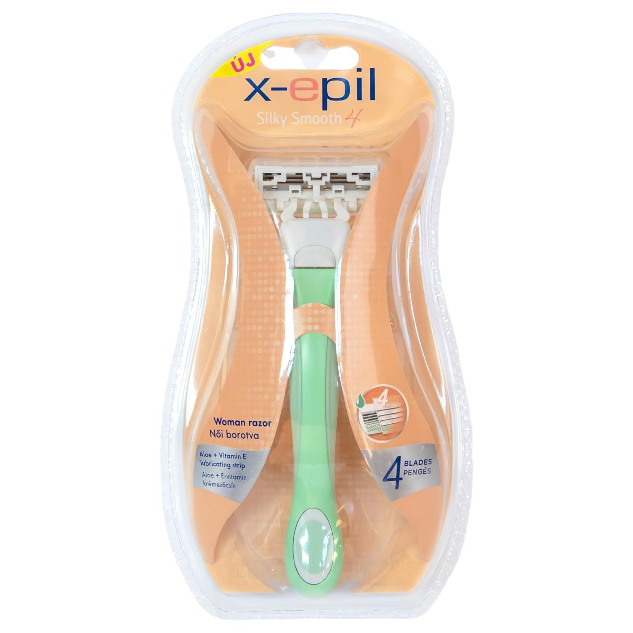 X-Epil Silky Smooth - cserélhető fejes női borotva szőrtelenítéshez (4 pengés)