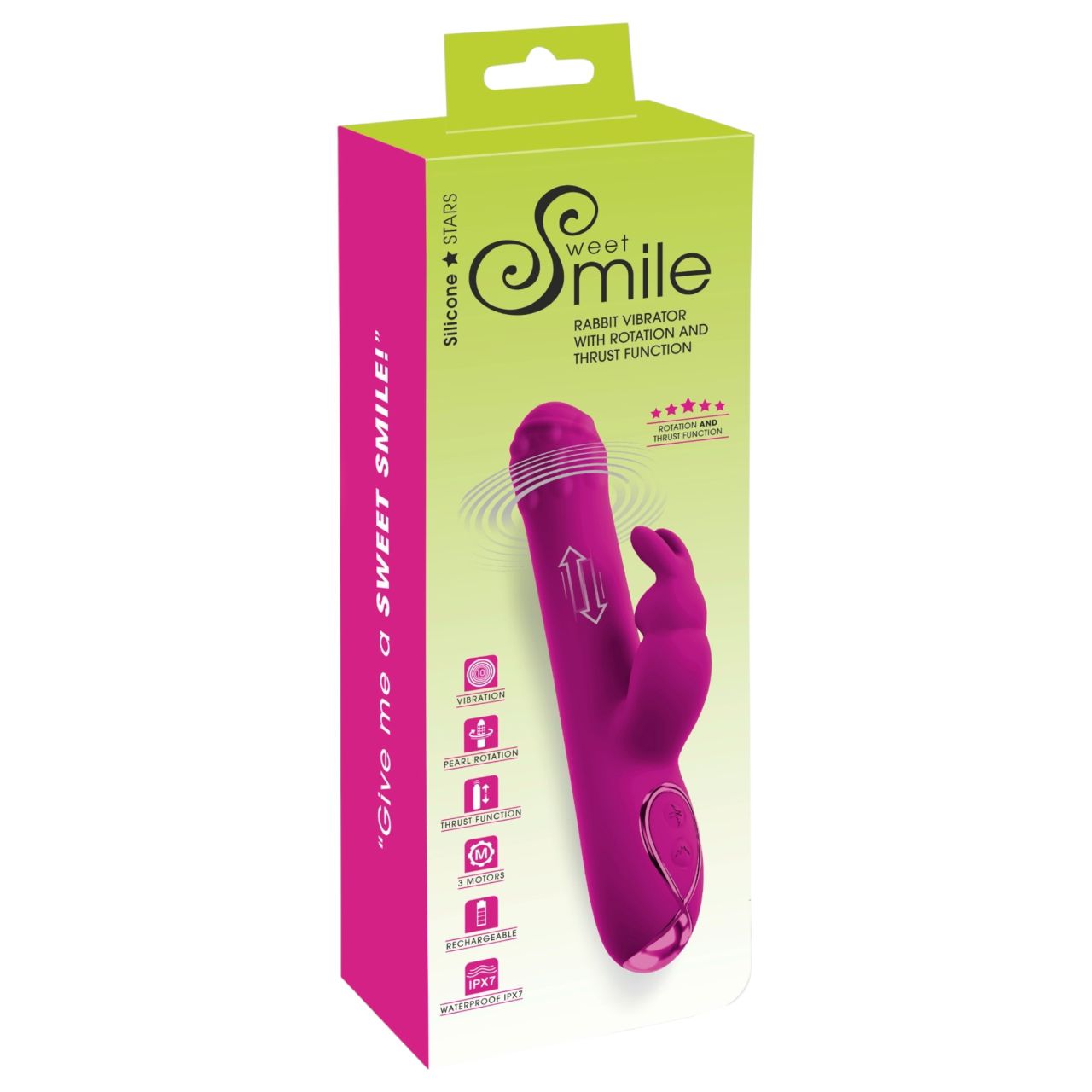 Sweet Smile - lökő, forgó csiklókaros vibrátor (rózsaszín)