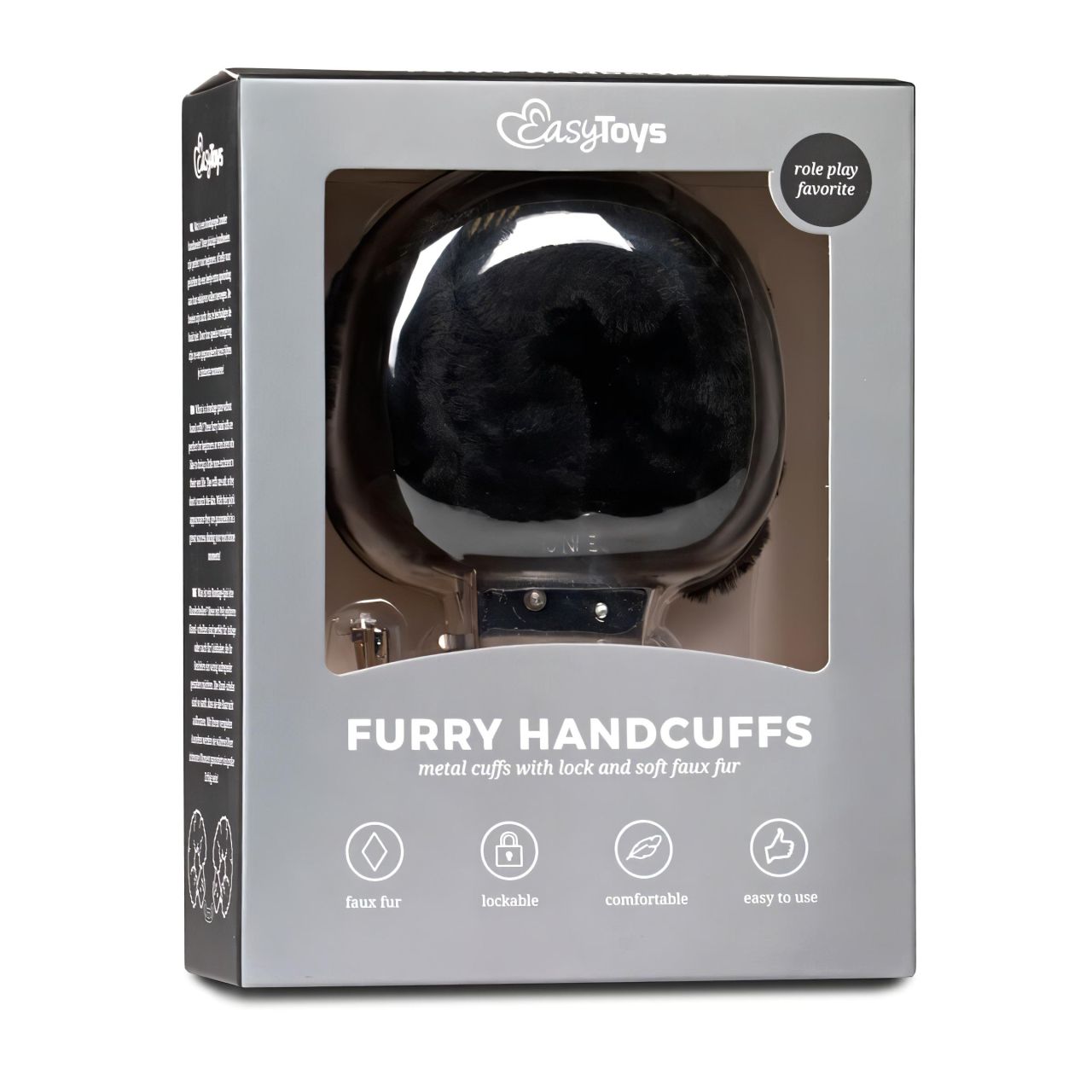 EasyToys - plüss bélésű csuklóbilincs pároknak (fekete)