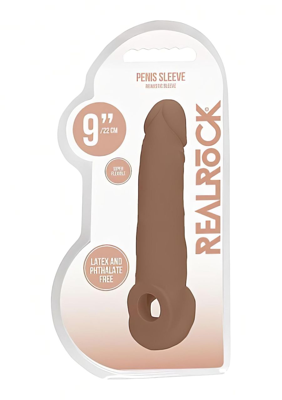 RealRock Penis Sleeve 9 - péniszköpeny (21,5 cm) - sötét natúr RealRock Penis Sleeve 9 - péniszköpeny (21,5 cm) - sötét natúr