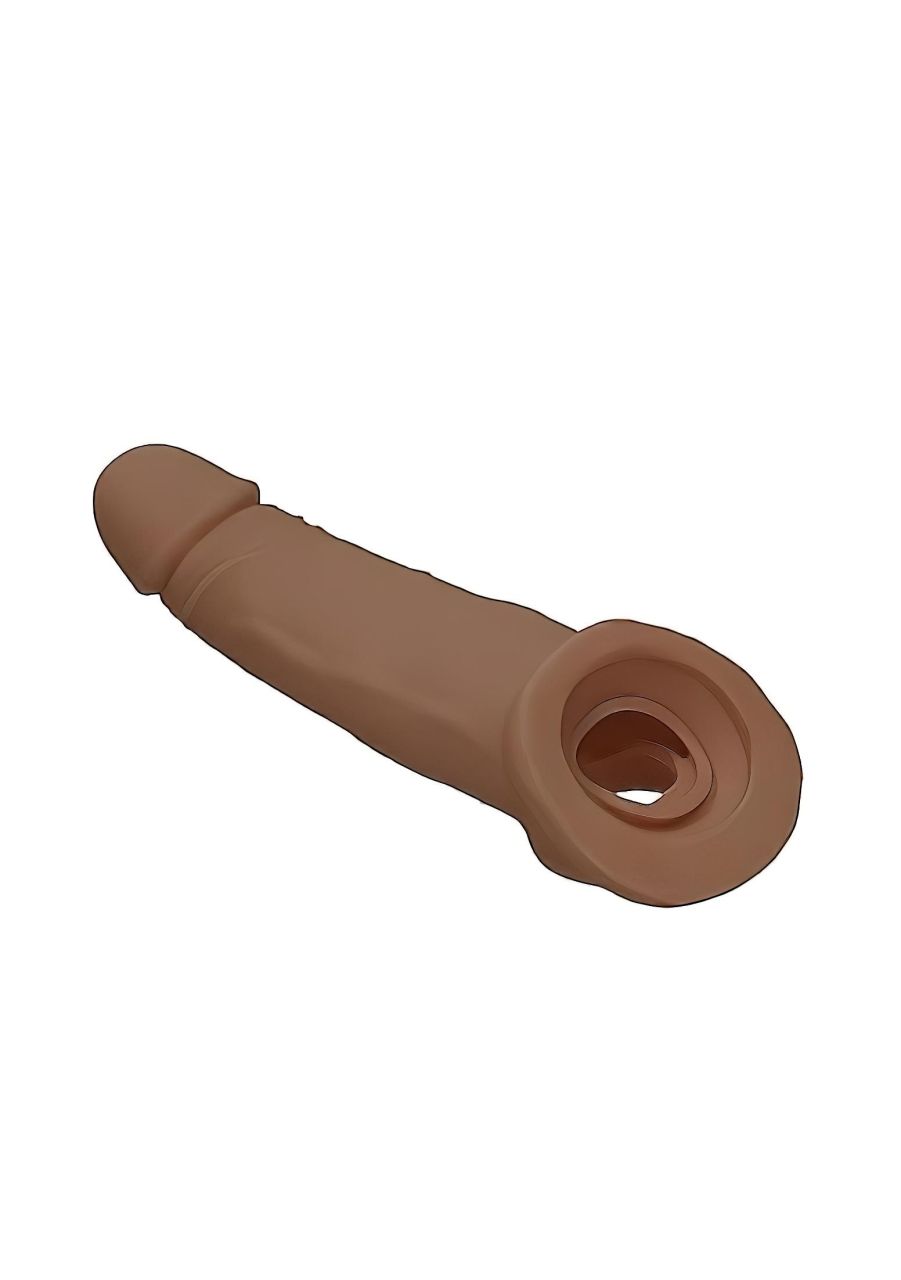 RealRock Penis Sleeve 9 - péniszköpeny (21,5 cm) - sötét natúr RealRock Penis Sleeve 9 - péniszköpeny (21,5 cm) - sötét natúr