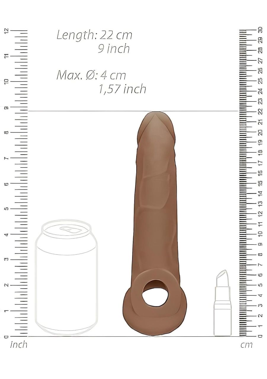 RealRock Penis Sleeve 9 - péniszköpeny (21,5 cm) - sötét natúr RealRock Penis Sleeve 9 - péniszköpeny (21,5 cm) - sötét natúr