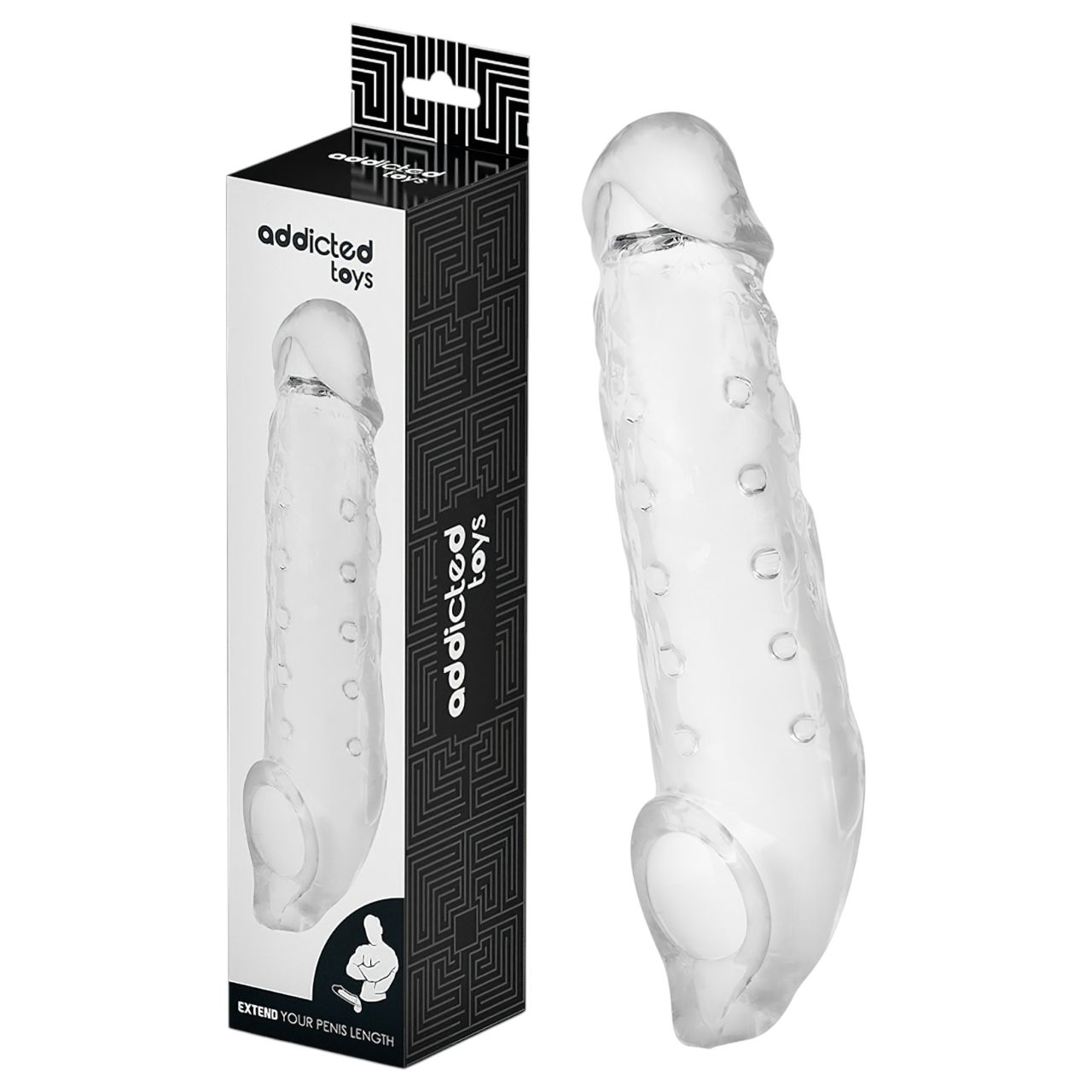 Addicted Toys - péniszköpeny heregyűrűvel - 23 cm (átlátszó) Addicted Toys - péniszköpeny heregyűrűvel - 23 cm (átlátszó)