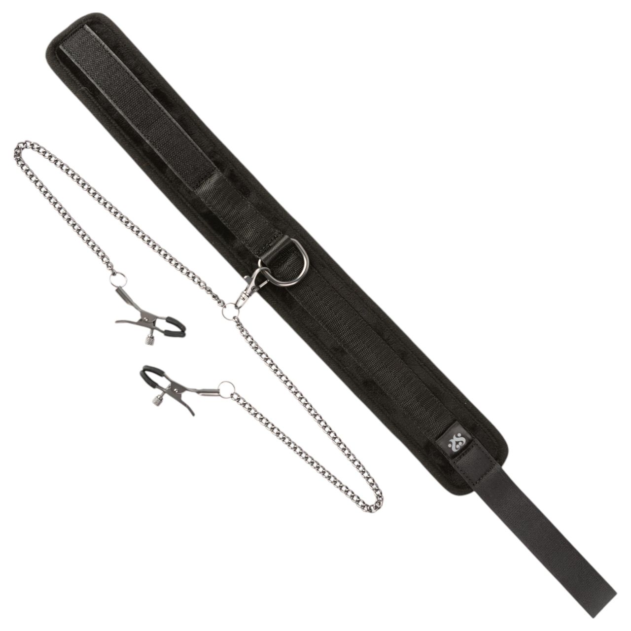 Sei Mio - nyakörv és bimbócsipesz, bondage szett (fekete)