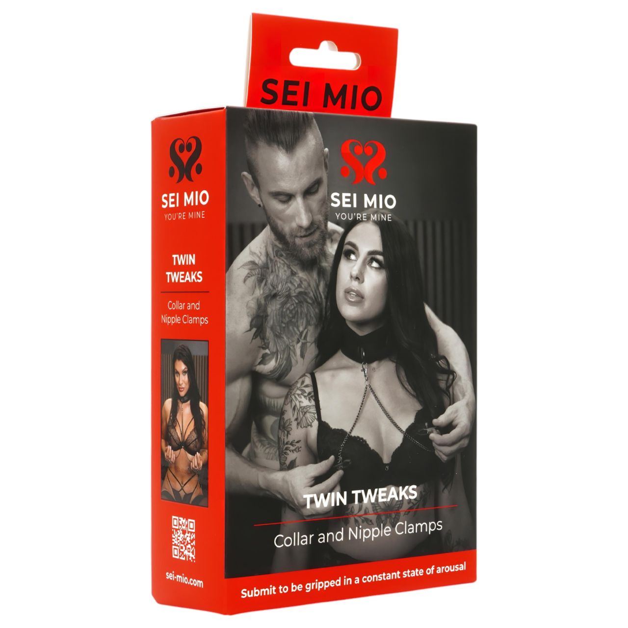 Sei Mio - nyakörv és bimbócsipesz, bondage szett (fekete)