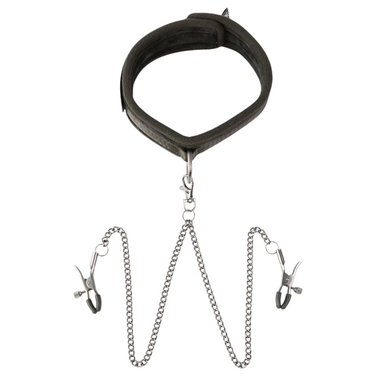 Sei Mio - nyakörv és bimbócsipesz, bondage szett (fekete)
