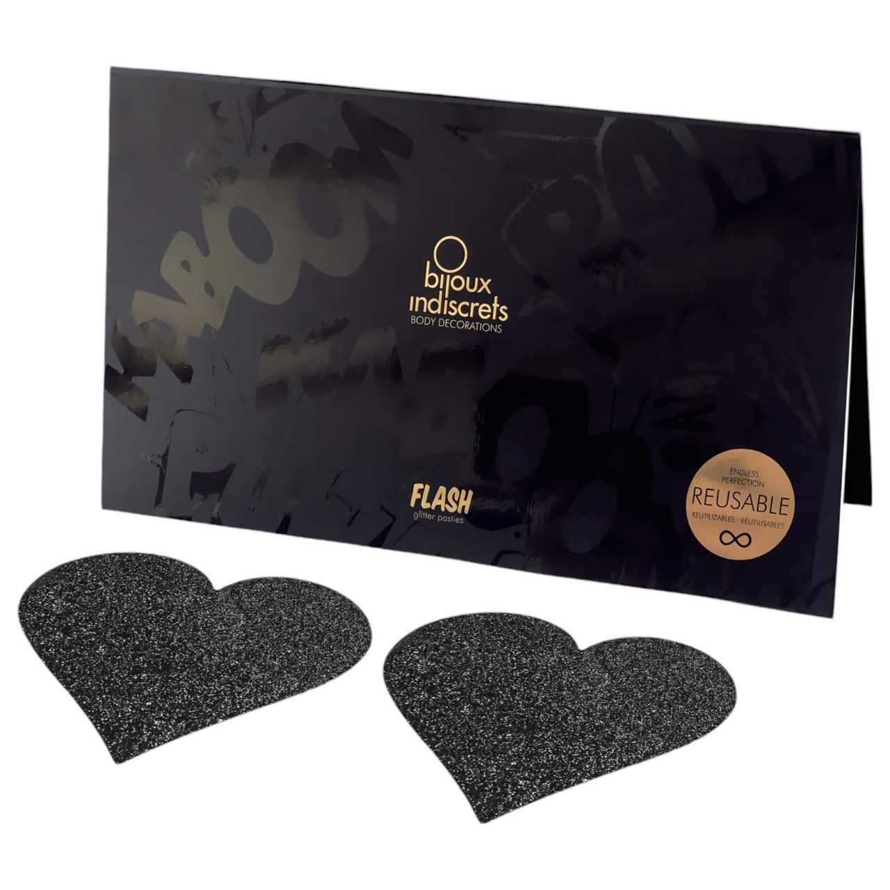 Bijoux Indiscrets Flash - szív alakú mellbimbó matrica (fekete)