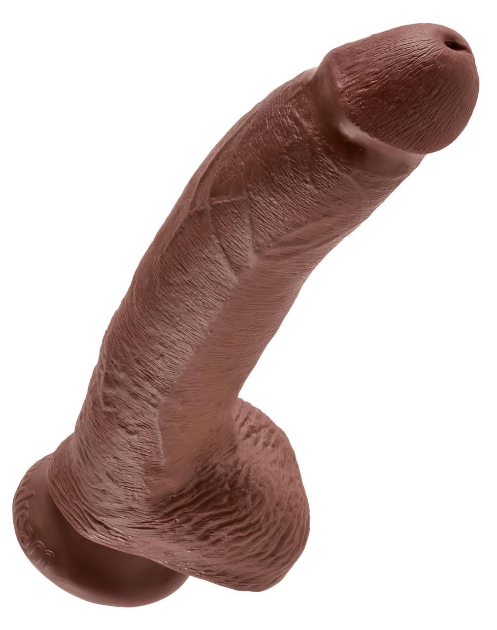 King Cock 9 - nagy tapadókorongos, herés dildó (23 cm, barna)