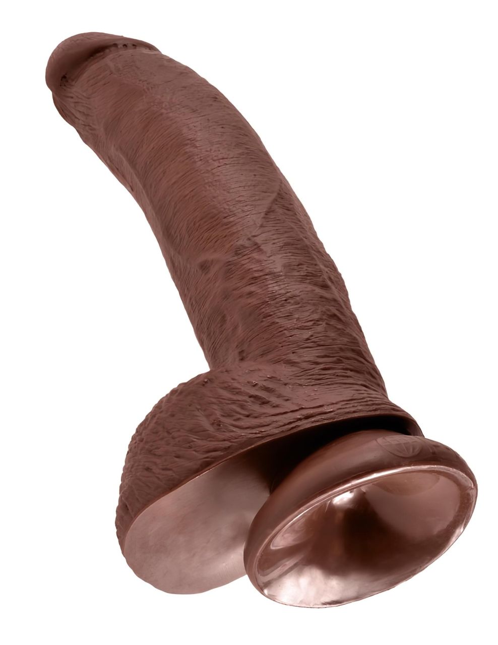King Cock 9 - nagy tapadókorongos, herés dildó (23 cm, barna)