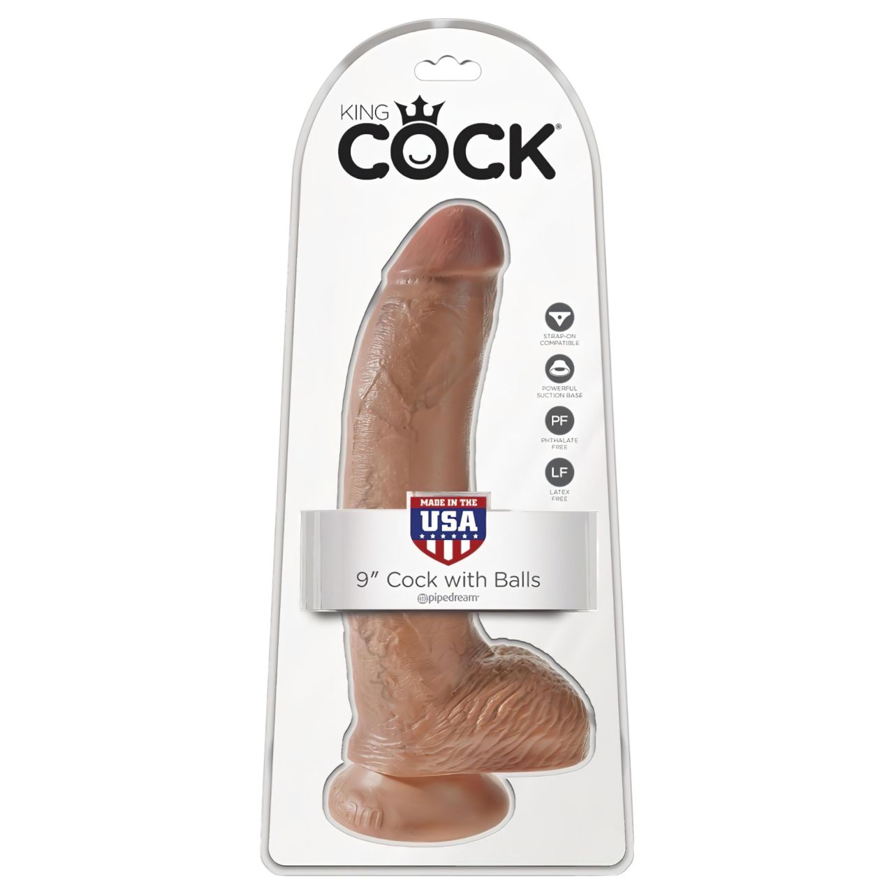 King Cock 9 herés dildó (23 cm, barna)