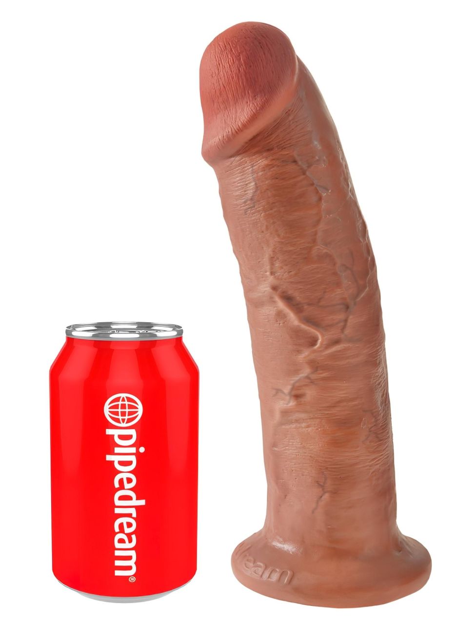 King Cock 10 - nagy tapadókorongos dildó (25 cm) - sötét natúr