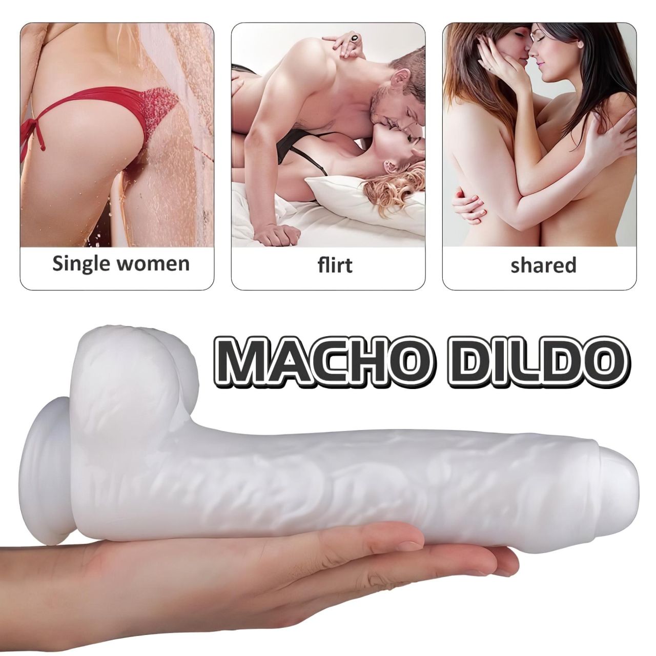 Sex HD Martin - tapadókorongos, herés élethű dildó (fehér)