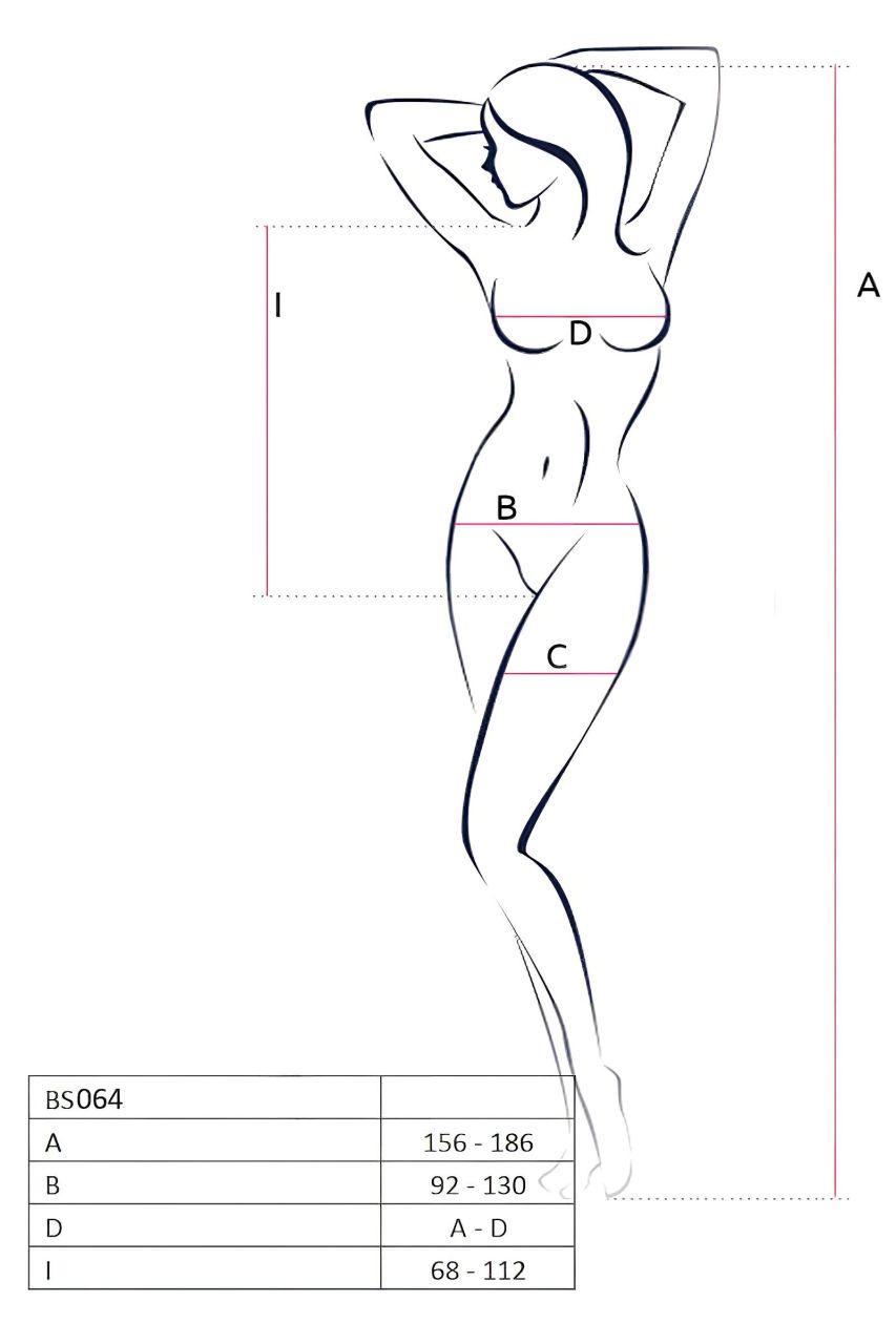 Passion BS064 - nyitott fekete necc body (S-L)