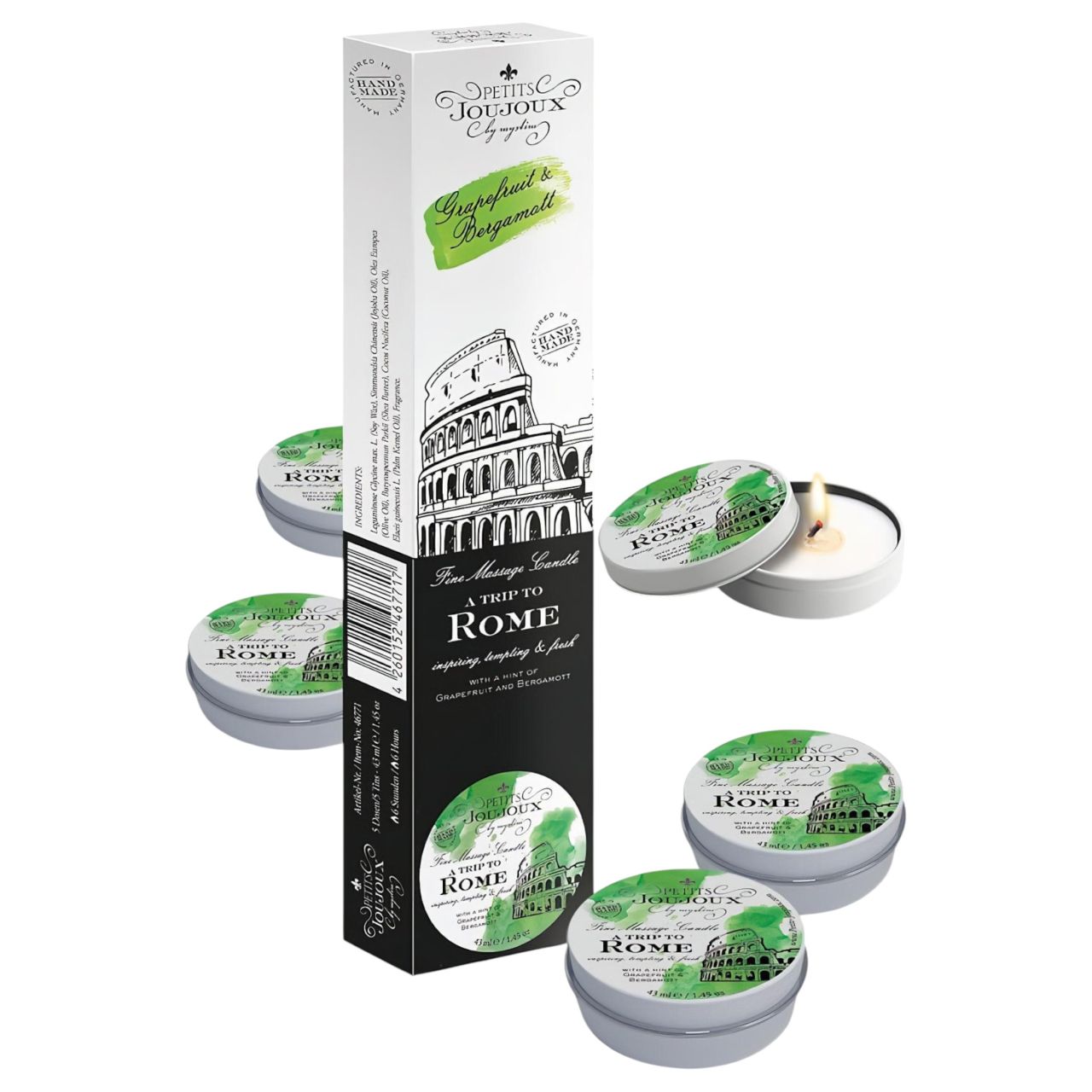 Petits Joujoux Rome - masszázsgyertya szett, grapefruit-bergamott (5 x 43 ml)