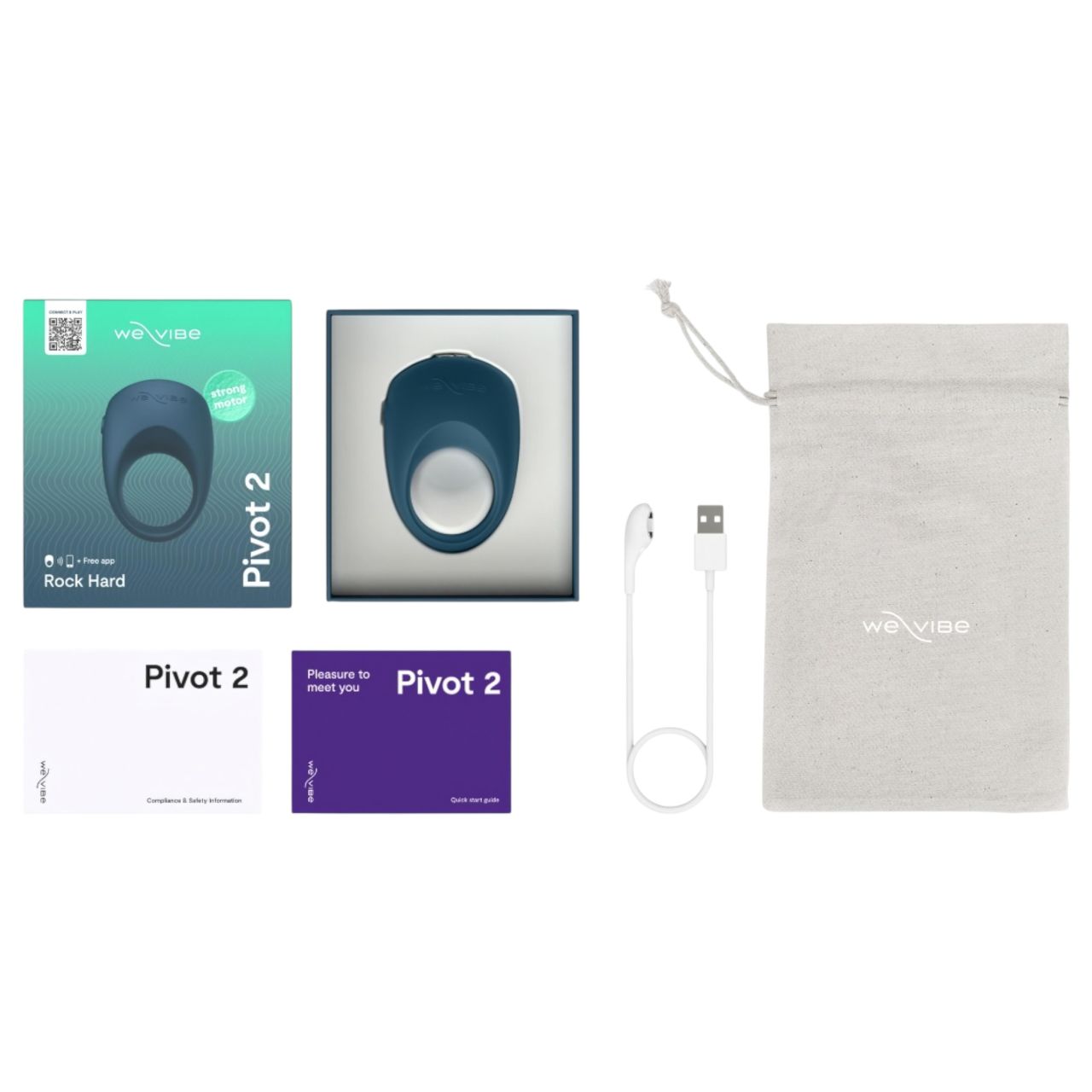 We-Vibe Pivot 2 - App-vezérelt vibrációs péniszgyűrű, férfiaknak (kék)