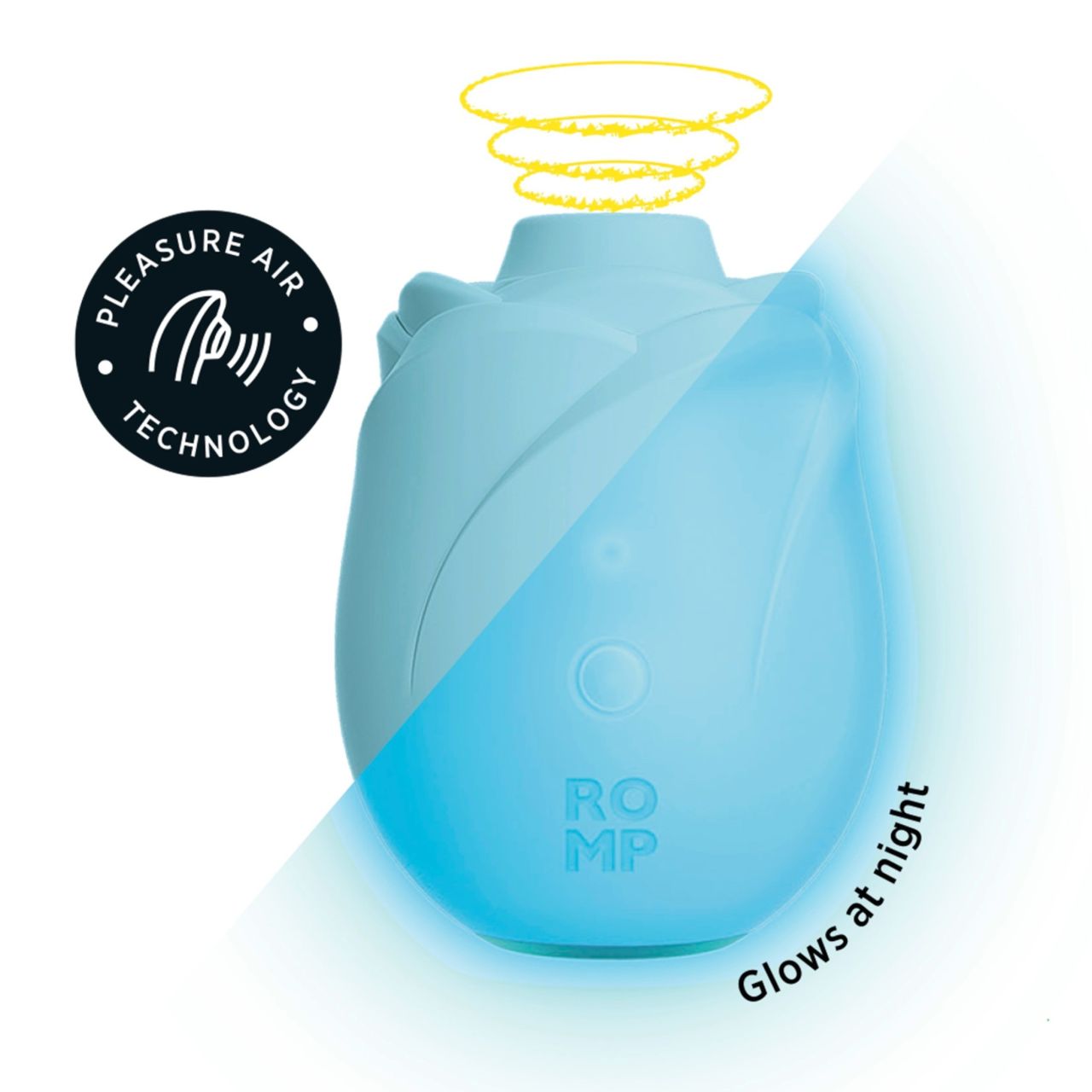 ROMP Rose Glow - léghullámos csiklóizgató (kék)