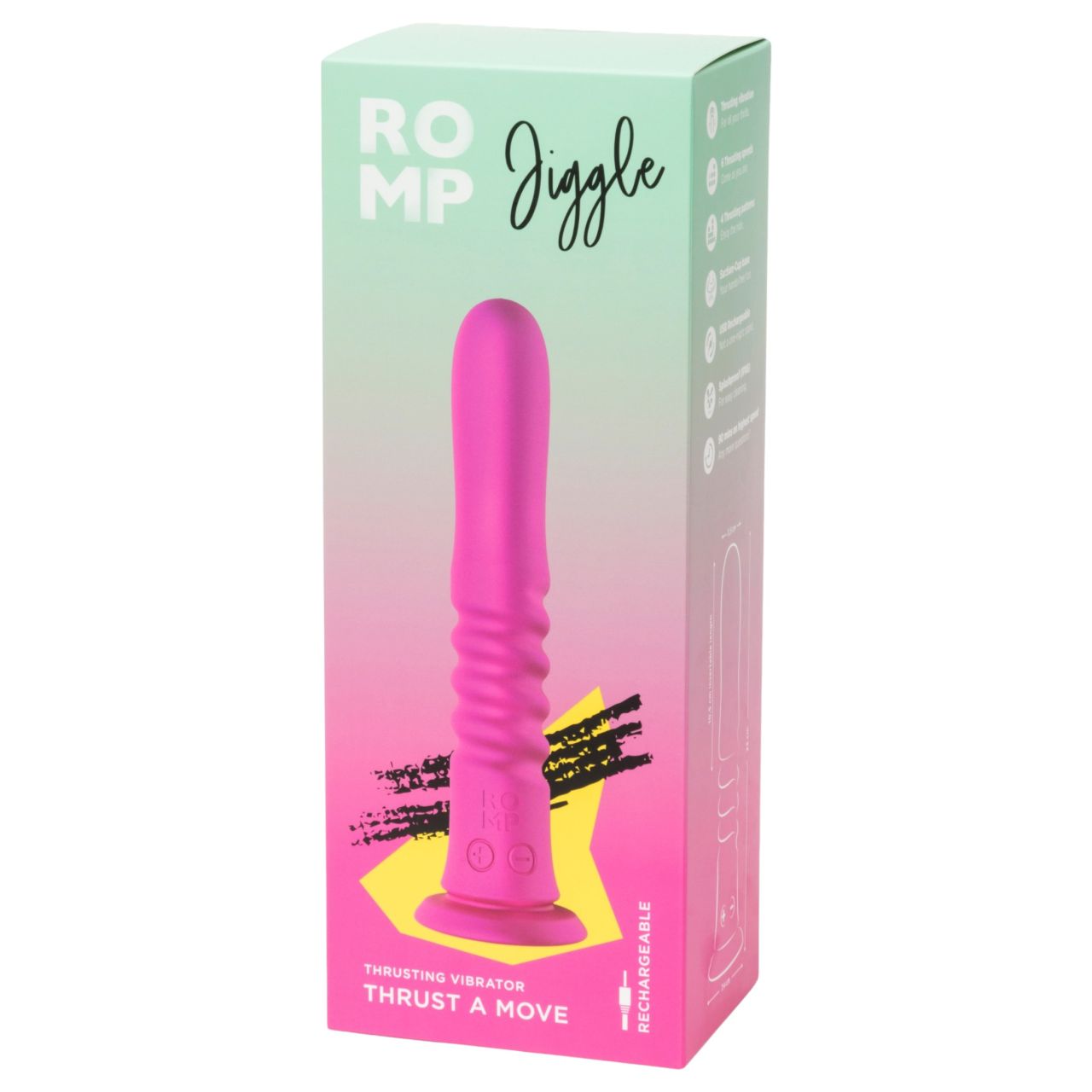 ROMP Jiggle - lökő vibrátor tapadókoronggal (rózsaszín) ROMP Jiggle - lökő vibrátor tapadókoronggal (rózsaszín)