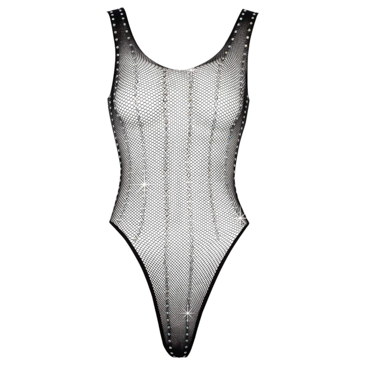 Cottelli - strasszos fekete necc body (S-L)